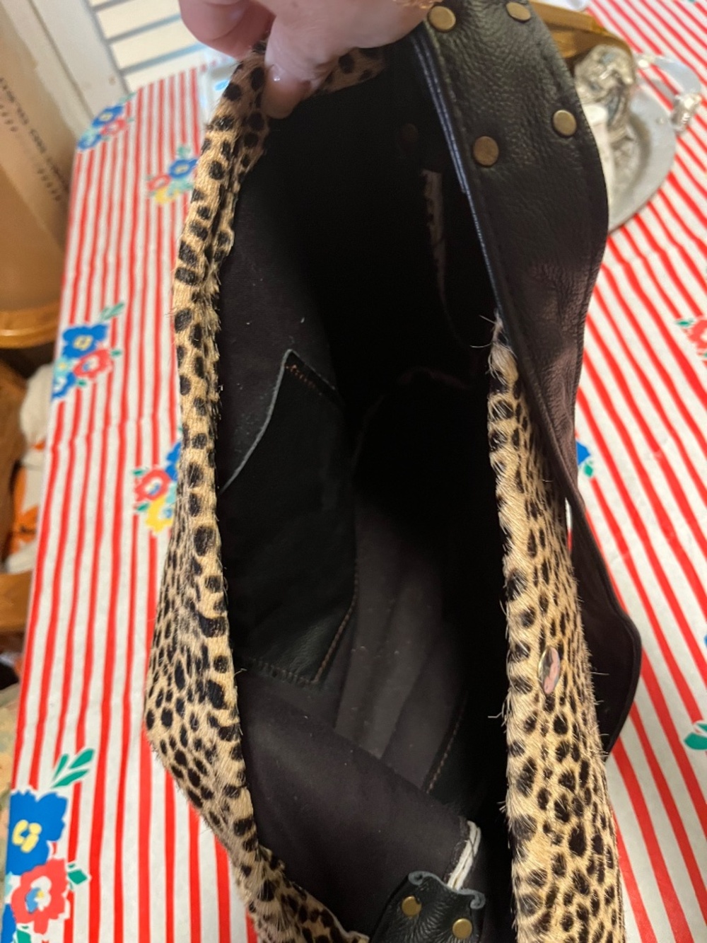 Wild Goose Cheetah print leather and hair large shoulder bag - Picture 4 of 9